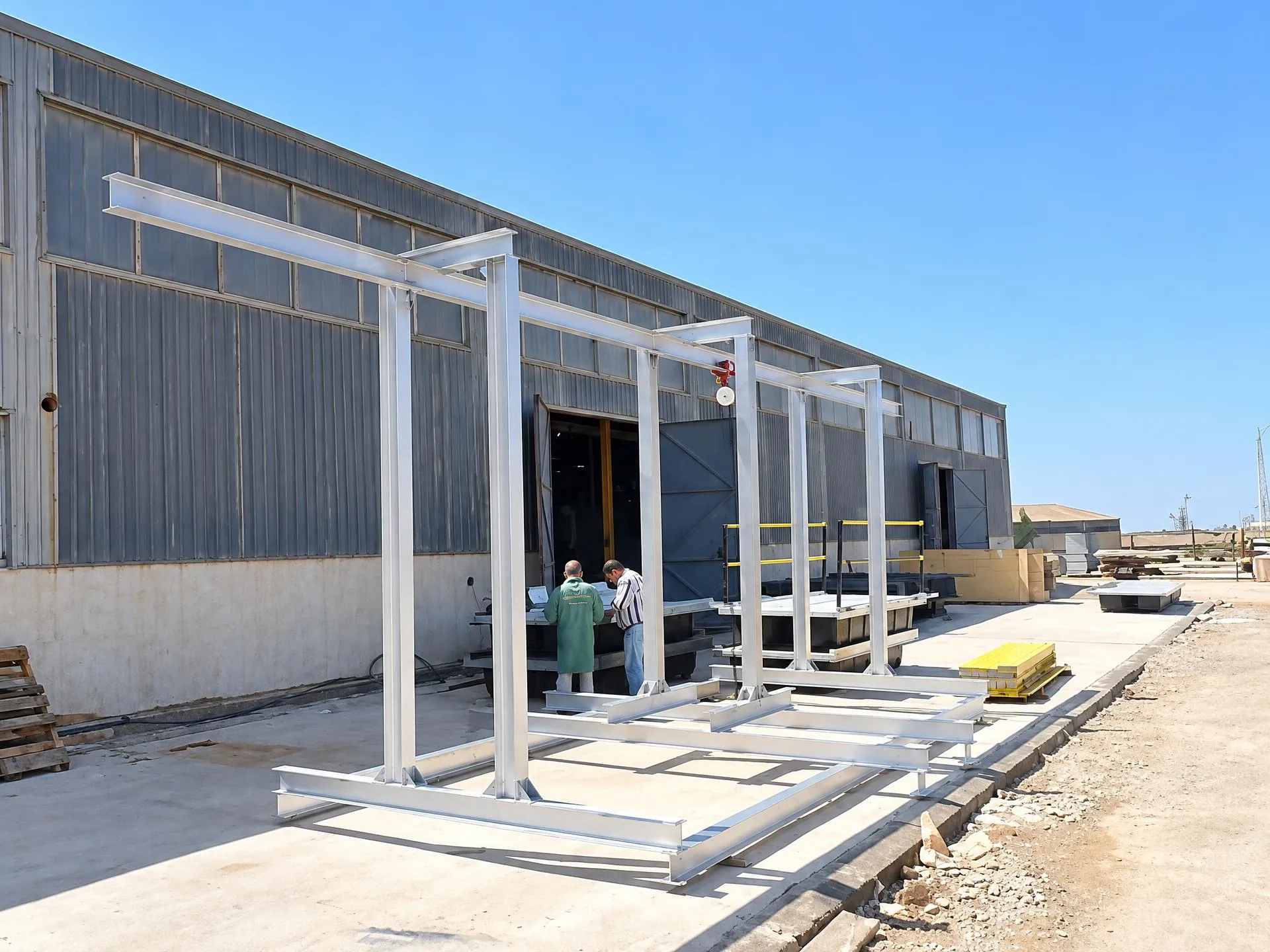 Aluminium pump frame on the Algerian reservoir walkway