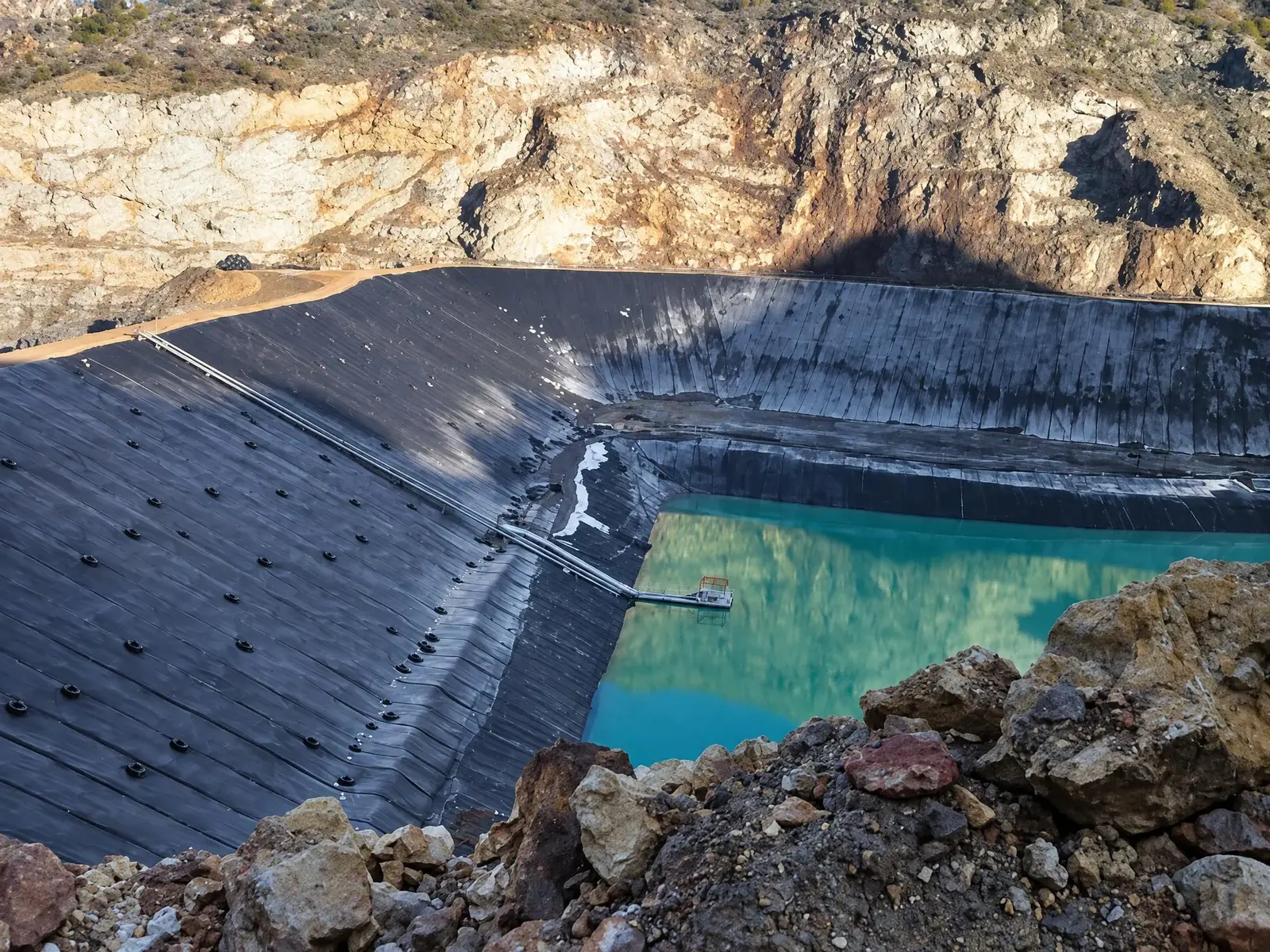 Xrosswater walkway on a mountain tailings pond in Turkey