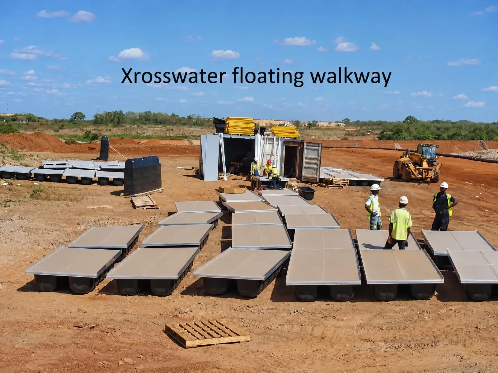Local team laying out Xrosswater sections at the iron ore mine in Sierra Leone