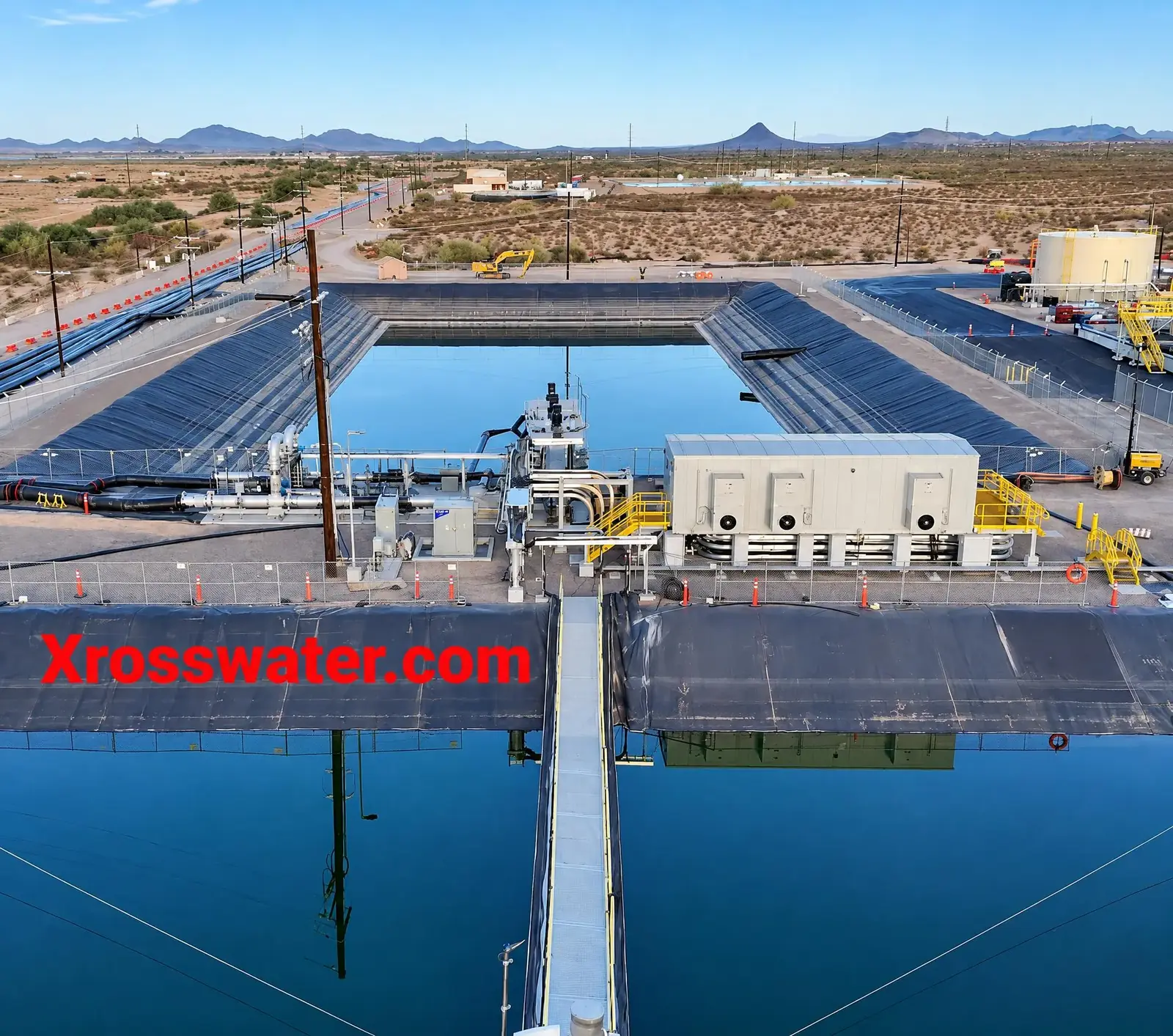 Aerial view of the Xrosswater walkway at Florence Copper, Arizona
