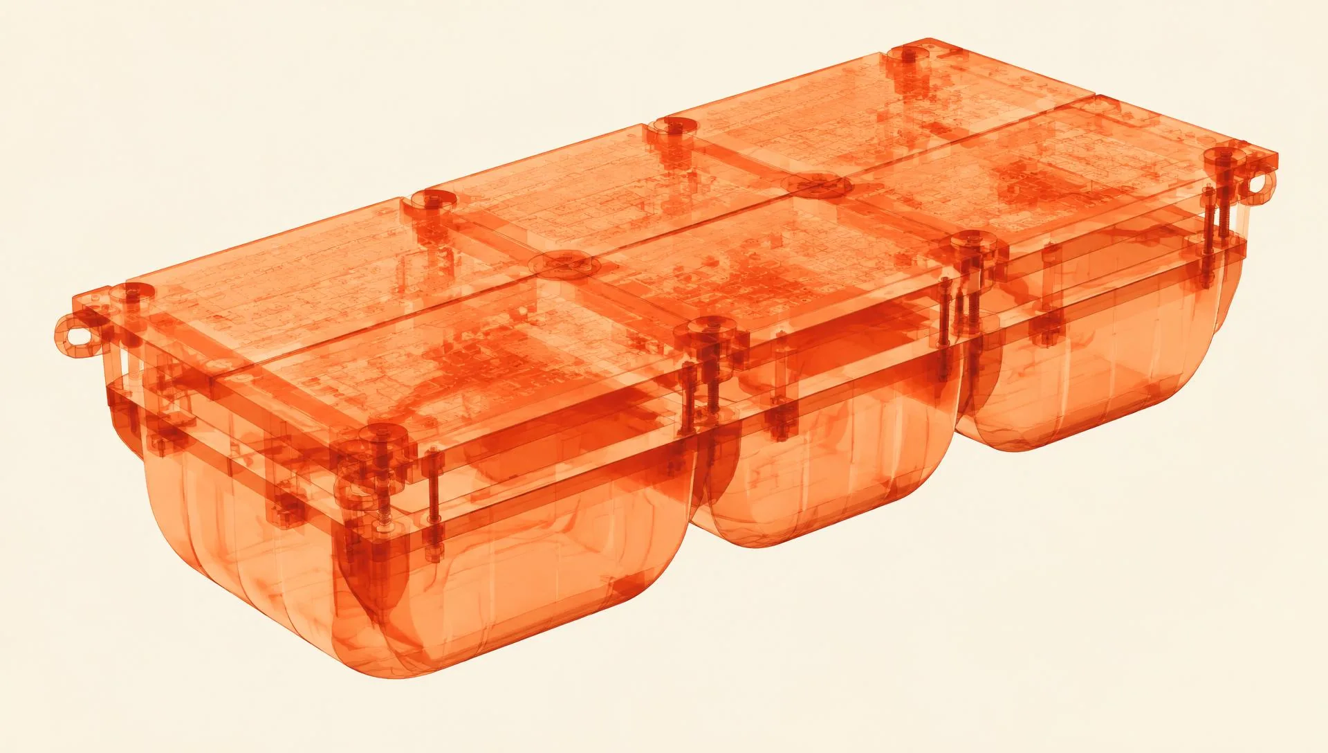 Technical x-ray view of a Xrosswater pontoon section